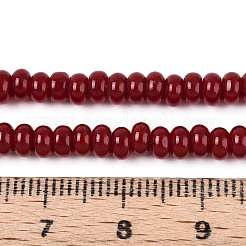 オペークソリッドカラーガラスビーズ連売り  ロンデル  暗赤色  4x2.5mm  穴：0.7mm  約135個/連  14.96''（38センチメートル）&nbsp;GLAA-ZX008-4mm-18O