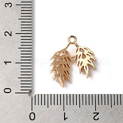 真鍮チャーム  ガラスと  葉  ゴールドカラー  17x15x3mm  穴：1.2mm&nbsp;KK-C062-081G