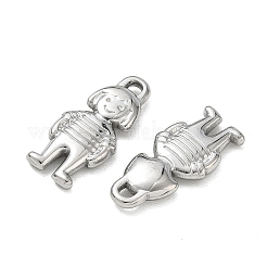 304ステンレスペンダント  ストライプシャツを着た女の子のチャーム  ステンレス鋼色  23x10x3mm  穴：2x1.8mm&nbsp;SA-CBAAC28-21P