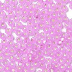 8/0 ガラスシードビーズ  艶消し  銀並ぶ  ラウンド  パールピンク  3x2mm  穴：0.8mm&nbsp;SEED-Z001-C-E11