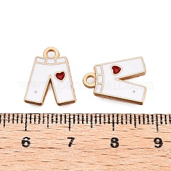 合金エナメルチャーム  ハート柄パンツ  ライトゴールド  ホワイト  15x12x1.5mm  穴：1.8mm&nbsp;ENAM-S121-064
