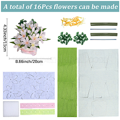 不織布素材パッケージ1セット  花  ホワイト  321x175x0.6mm  穴：4.5mm&nbsp;DIY-SC0032-33A