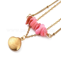 Dyed Natural Shell Chips Charms Anklet&nbsp;AJEW-G049-01G-03