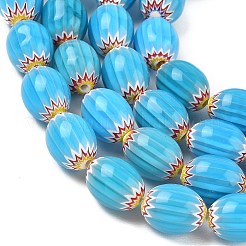 Handmade Millefiori Glass Oval Bead Strands&nbsp;LK-Z001-01A-03