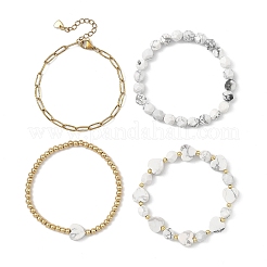 4Pcs 4 Styles Natural Howlite Beads Stretch Bracelets&nbsp;BJEW-JB13873