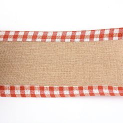 ポリエステル＆麻リボン  タータン柄のフラット  レッド  65x0.5mm  6 m /ロール&nbsp;OCOR-TAC0008-28C