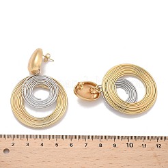 304ステンレススチールツートンダングルスタッドピアス  イオンプレーティング（ip）  螺旋 平ら 円形  ゴールデン·ステンレス鋼色  60.5x40.5mm&nbsp;EJEW-C142-17PG