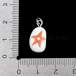 真鍮製エナメルペンダント  楕円形のチャーム  プラチナ  スターのチャーム  18x9x6.5mm  穴：3.5mm&nbsp;KK-CBA10BC-03B