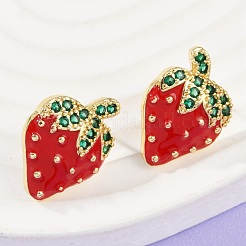 Brass Micro Pave Cubic Zirconia Stud Earrings&nbsp;EJEW-F895-27C-02G