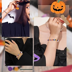 ハロウィーンテーマの DIY ストレッチ ブレスレット ジュエリー キット  ミックスカラー  6~9.5x0.8~5.5mm  穴：1.5~1.8mm&nbsp;DIY-YW0010-03