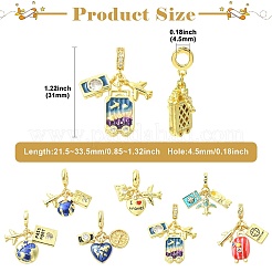 7Pcs 7 Styles Brass Enamel Airplane European Dangle Charms&nbsp;KK-CJ0004-10