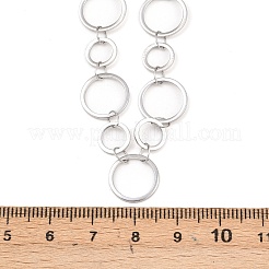 304ステンレススチール製8mmと12mmのリングリンクチェーンネックレス  変色しない  ステンレス鋼色  17.68インチ（44.9cm）&nbsp;NJEW-P343-02B-P