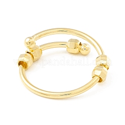 Brass Rotating Beaded Open Cuff Ring&nbsp;RJEW-H102-02G
