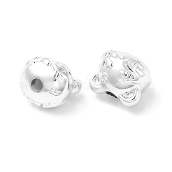 メッキccbプラスチックビーズ  虎  プラチナ  13.4x15.8x13.2mm  穴：3.5mm&nbsp;PACR-C004-04P