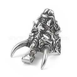 304ステンレスペンダント  悪魔のチャーム  アンティークシルバー  39x27x22mm  穴：4x7mm&nbsp;STAS-G303-07AS
