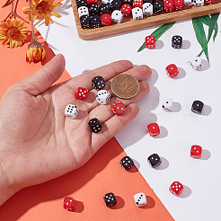 120個3色アクリルビーズ  サイコロ  ミックスカラー  9.5~10x9.5~10.5x9.5~10.5mm  穴：1.2~2.5mm  40個/カラー&nbsp;OACR-SC0002-65