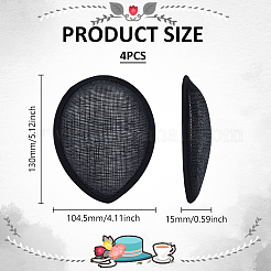 帽子用リネンティアドロップファシネーターハットベース4個  ブラック  130x104.5x15mm&nbsp;AJEW-FG0004-54B