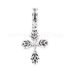 Mixed Tibetan Style Alloy  Cross European Dangle Charms&nbsp;PALLOY-JF00055