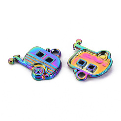 レインボーカラーアロイペンダント  カドミウムフリー＆ニッケルフリー＆鉛フリー  キャンプ用バン/キャラバン  18x19x2.5mm  穴：2mm&nbsp;PALLOY-S180-114-NR