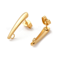 304ステンレススチールスタッドピアス金具  カン付き  ティアドロップ  ゴールドカラー  20x4.2mm  ピン：0.8mm  穴：2.1mm&nbsp;STAS-Z051-01G
