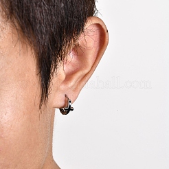 Non-Tarnish Stainless Steel Cross Huggie Hoop Earring for Men&nbsp;PW-WG81695-01
