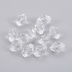 模造オーストリアクリスタルビーズ  グレードAAA  k9ガラス  多面カット  双円錐形  透明  8x11mm  穴：0.9~1mm&nbsp;SWAR-F054-11x8mm-01