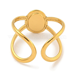 Ion Plating(IP) 304 Stainless Steel Oval Cuff Ring Components&nbsp;RJEW-A043-07G