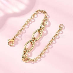 Brass Cable & Figaro Chain Bracelets for Women&nbsp;BJEW-JB12847