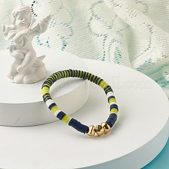 Handmade Polymer Clay Heishi Beads Stretch Bracelet&nbsp;BJEW-JB07326-01