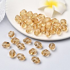 K9ガラス  模造オーストリアクリスタルビーズ  グレードAAA  多面カット  双円錐形  ゴールド  10x13mm  穴：0.9~1mm&nbsp;SWAR-F077-13x10mm-28