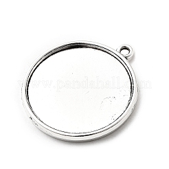 Vintage Flat Round Alloy Pendant Cabochon Settings&nbsp;PALLOY-N0088-43AS