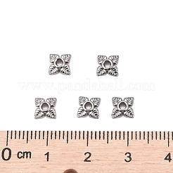 チベット風合金ビーズキャップ  花  4花びら  カドミウムフリー＆ニッケルフリー＆鉛フリー  ガンメタ色  6x6x2mm  穴：1mm&nbsp;TIBEB-Q018-B-FF