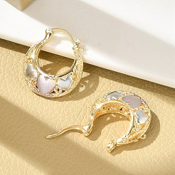 Brass Two Tone Hoop Earrings&nbsp;EJEW-B117-05