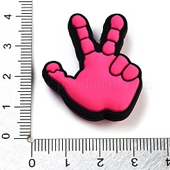 シリコンビーズ  DIYネックレスの製作  手  濃いピンク  34x29.5x10mm  穴：2mm&nbsp;SIL-I005-02E