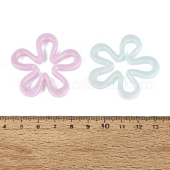 模造ゼリープラスチックビーズ  花  ABカラーメッキ  ミックスカラー  43x44x6.5mm  穴：1.8~2mm  約151個/500g&nbsp;KY-Q010-32