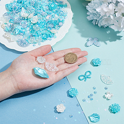 プラスチックカボションとビーズファインディングキット  PVCスパンコールネイルケアデコレーション付き  ターコイズ  9~36.5x10~42.5x2~9mm  穴：1.6~2.5mm&nbsp;KY-NB0001-81B