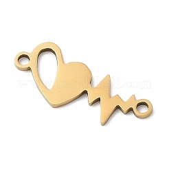 201ステンレススチールハートコネクターチャーム  18KGP本金メッキ  9x22x1mm  穴：1.6mm&nbsp;STAS-Q341-05G