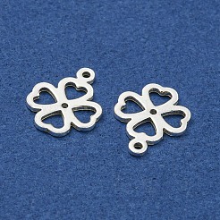 スターリングシルバーの中空チャーム925個  銀色のメッキ  クローバー  10x8x1.7mm  穴：0.8mm  約23個/4g&nbsp;LS-STER-C007-01B-S