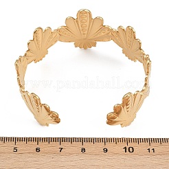 女性用304ステンレススチールカフバングル  ゴールド  シェル形状  1-1/8インチ（2.95cm）  内径：2-1/4インチ（5.7cm）&nbsp;BJEW-D363-03B-G