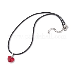 Valentine's Day Glass Heart Pendant Necklaces&nbsp;NJEW-JN04570-01
