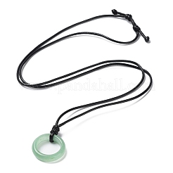 Natural Green Aventurine Ring Pendant Necklace with Waxed Cords&nbsp;NJEW-R262-01B-09