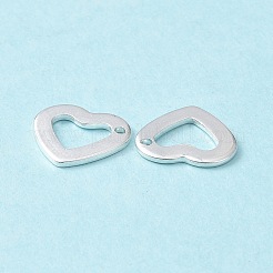 201ステンレススチールオープンハートチャーム  中空  銀  10x11x1mm  穴：1mm&nbsp;STAS-L234-078S