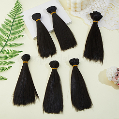 プラスチック製の長いストレートヘアスタイル人形のかつらの髪  DIYの女の子のためのbjdメイキングアクセサリー  ブラック  150x995x0.9mm&nbsp;DIY-WH0588-49A