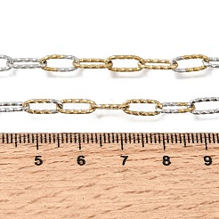 4MM Two Tone 304 Stainless Steel Textured Paperclip Chain Necklaces for Man and Women&nbsp;SA-CBAB767-09GP