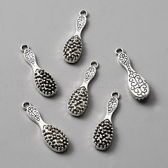 合金のチベット風チャーム  3D パドル ヘアブラシ チャーム  アンティークシルバー  33x10x5mm  穴：2.5mm&nbsp;FIND-CJC0012-029