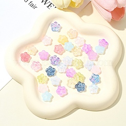 ベーキングペイントガラスビーズ30個  花  ライトスカイブルー  12.5x13x4.5mm  穴：1.2mm&nbsp;GLAA-FS0001-97G