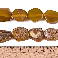 染め加工天然石瑪瑙ビーズ連売り  ナゲット  ゴールデンロッド  15~28x13~25x5~17mm  穴：1.2~1.8mm  約18個/連  13.39~14.96インチ（34~38cm）&nbsp;G-Q606-23E-06