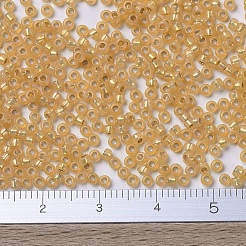 MIYUKIラウンドロカイユビーズ  日本製シードビーズ  （rr677)シルバーライニングゴールドオパール  11/0  2x1.3mm  穴：0.8mm  約1100PCS /ボトル  10 G /ボトル&nbsp;SEED-JP0008-RR0677