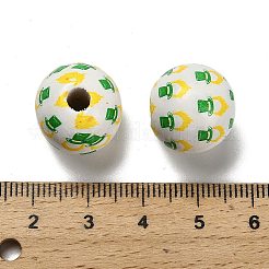 聖パトリックの日シリーズ プリントされたシマウッドヨーロピアンビーズ  帽子  15.5~16x15mm  穴：4mm&nbsp;WOOD-V002-01B