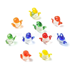 3D透明ガラスビーズ30個  ティーポット  ミックスカラー  17~18.5x16.5~19.5x12~12.5mm  穴：2.5~3.5mm&nbsp;GLAA-CJ0003-05